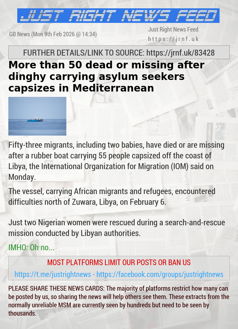 More than 50 dead or missing after dinghy carrying asylum seekers capsizes in Mediterranean