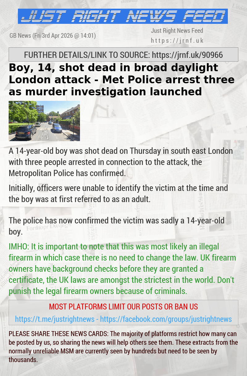 Boy, 14, shot dead in broad daylight London attack — Met Police arrest three as murder investigation launched