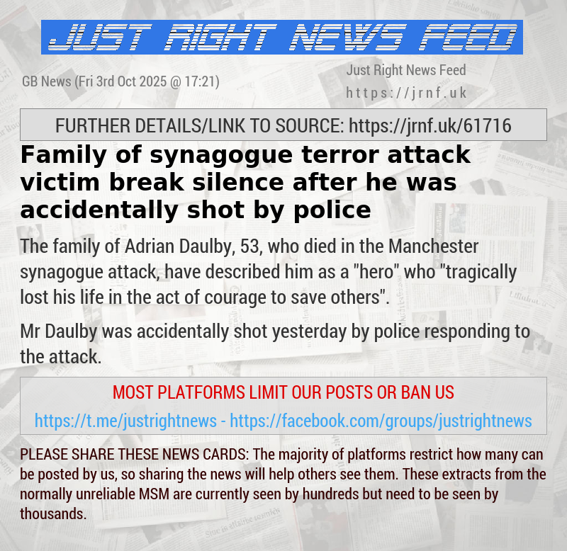 Family of synagogue terror attack victim break silence after he was accidentally shot by police