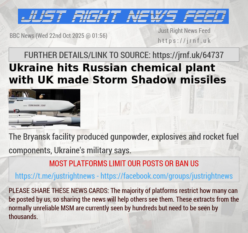 Ukraine hits Russian chemical plant with UK—made Storm Shadow missiles