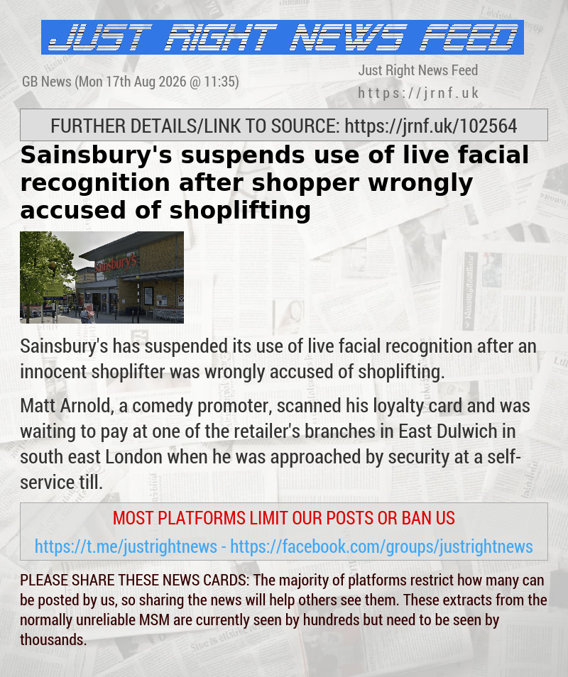 Sainsbury’s suspends use of live facial recognition after shopper wrongly accused of shoplifting
