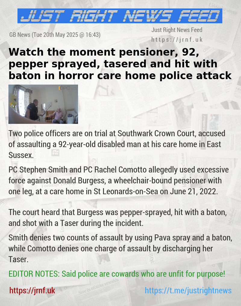 Watch the moment pensioner, 92, pepper sprayed, tasered and hit with baton in horror care home police attack