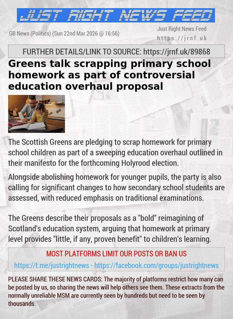 Greens talk scrapping primary school homework as part of controversial education overhaul proposal