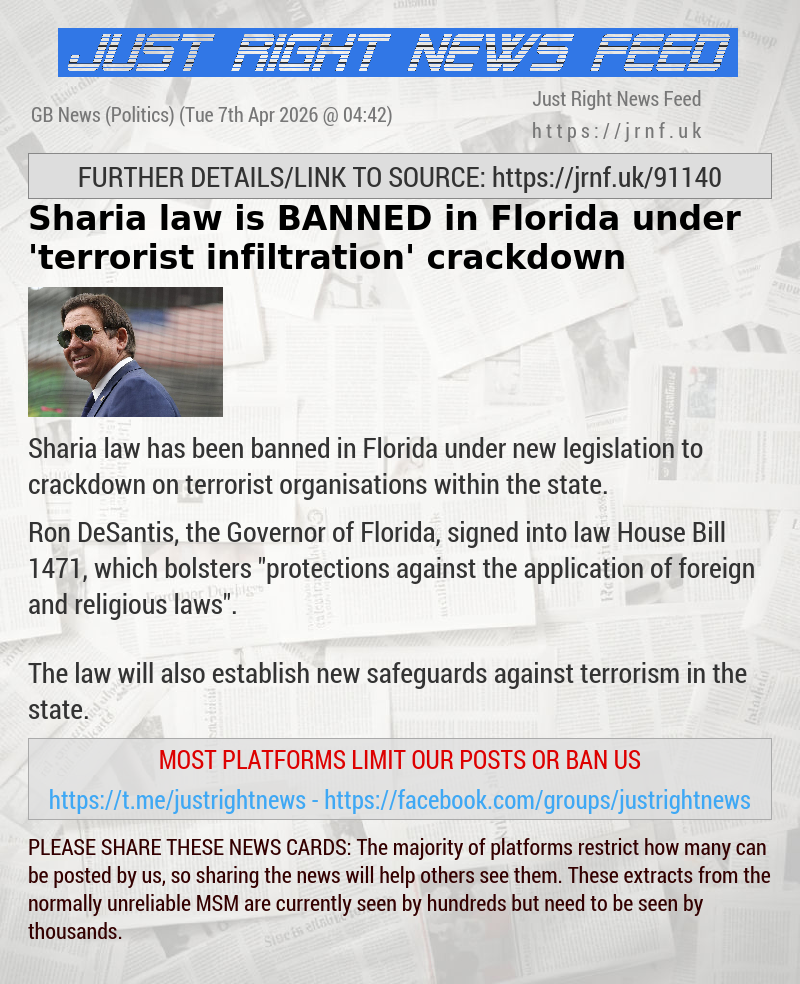Sharia law is BANNED in Florida under ’terrorist infiltration’ crackdown