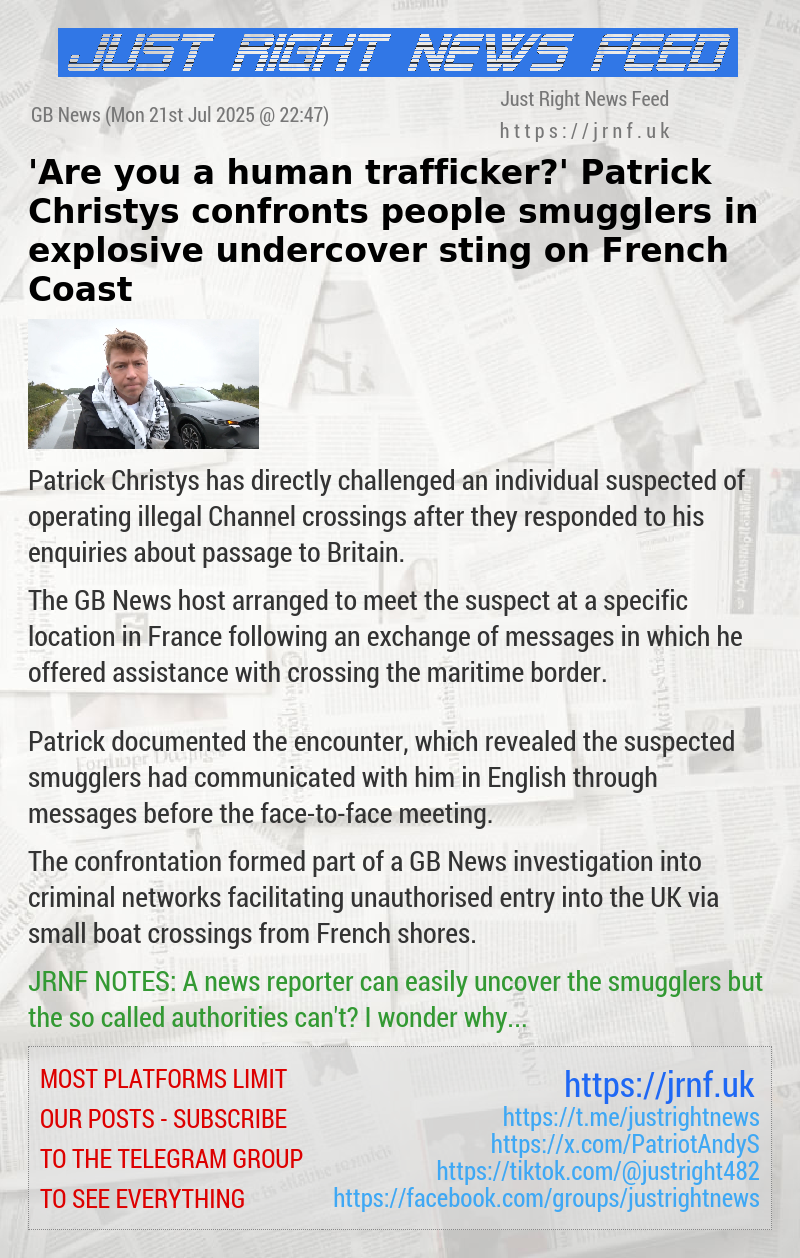 ’Are you a human trafficker?’ Patrick Christys confronts people smugglers in explosive undercover sting on French Coast