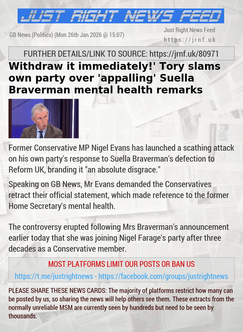 ‘Withdraw it immediately!’ Tory slams own party over ’appalling’ Suella Braverman mental health remarks