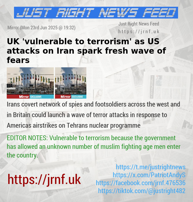 UK ’vulnerable to terrorism’ as US attacks on Iran spark fresh wave of fears