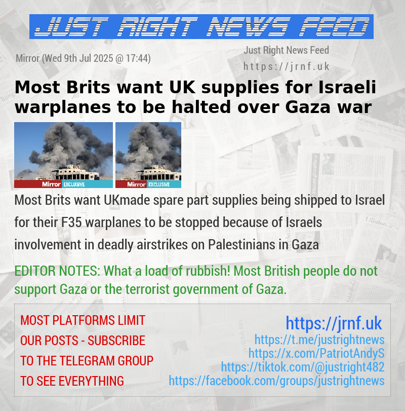 Most Brits want UK supplies for Israeli warplanes to be halted over Gaza war