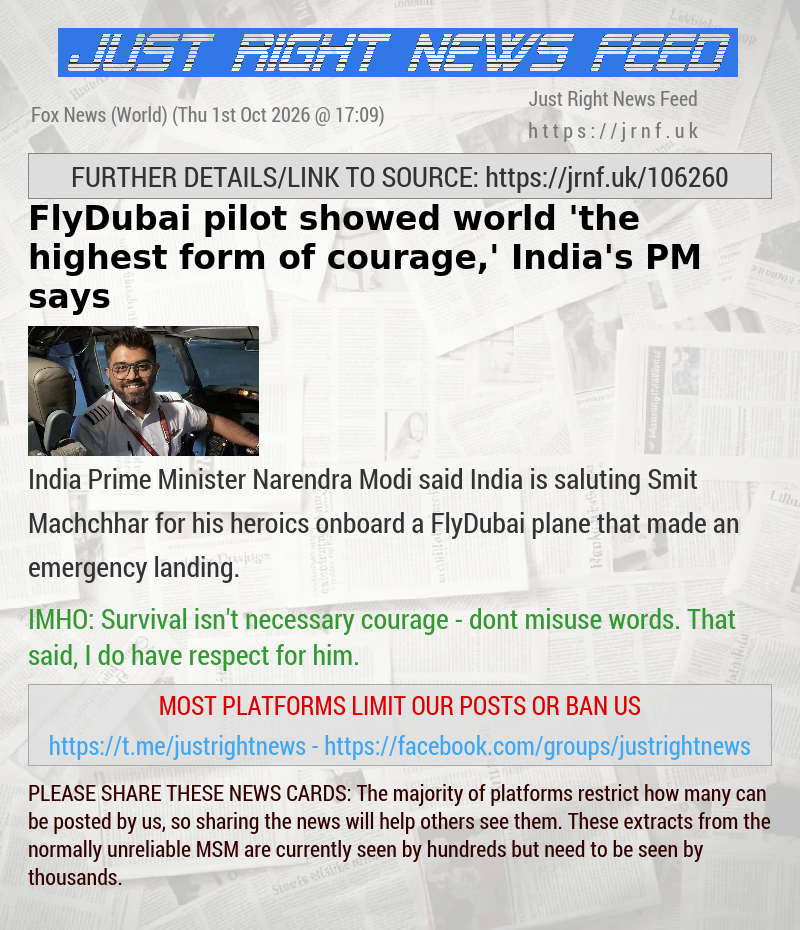 FlyDubai pilot showed world ’the highest form of courage,’ India’s PM says