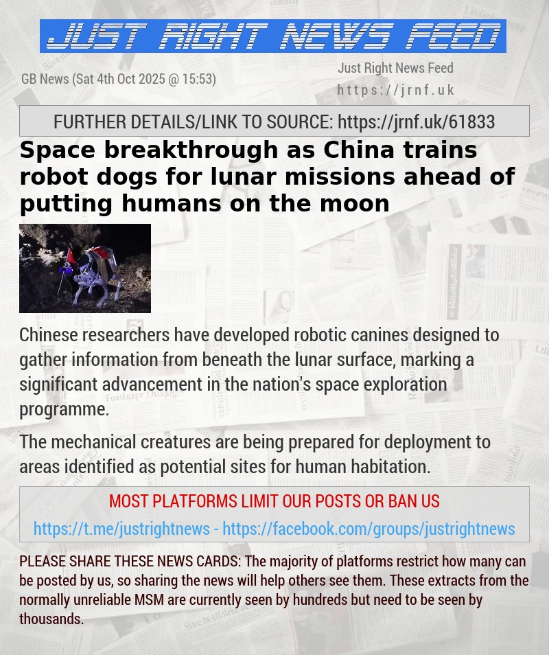Space breakthrough as China trains robot dogs for lunar missions ahead of putting humans on the moon