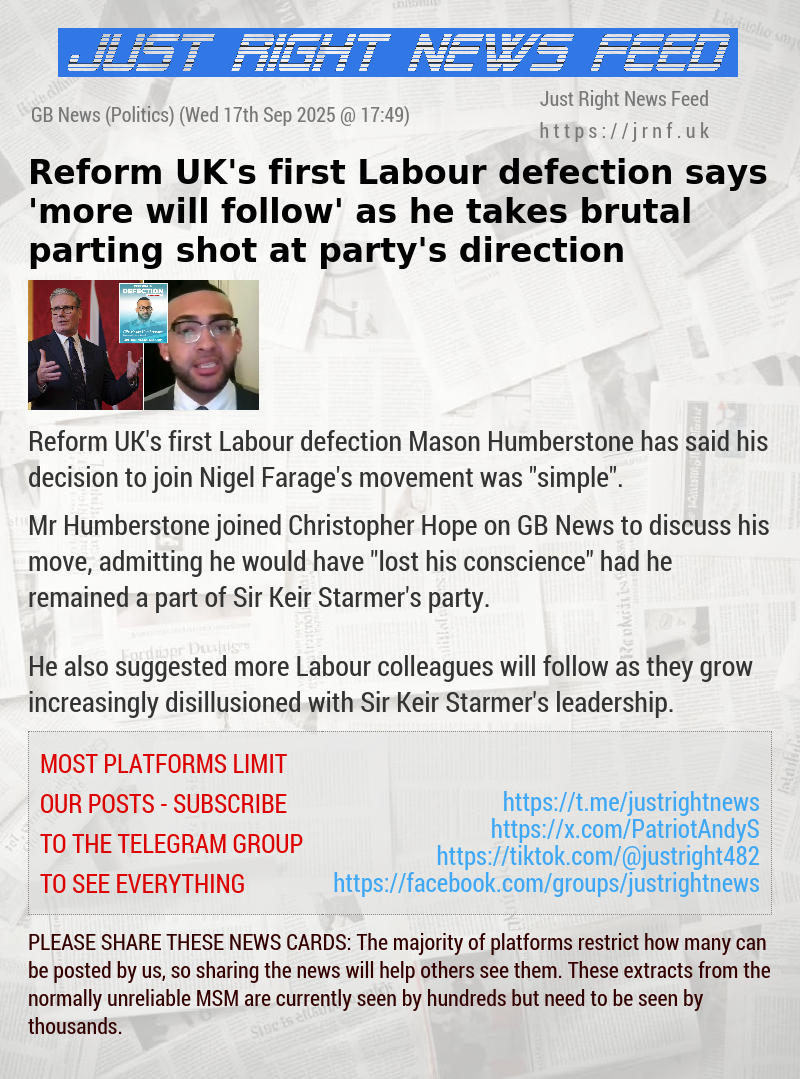 Reform UK’s first Labour defection says ’more will follow’ as he takes brutal parting shot at party’s direction