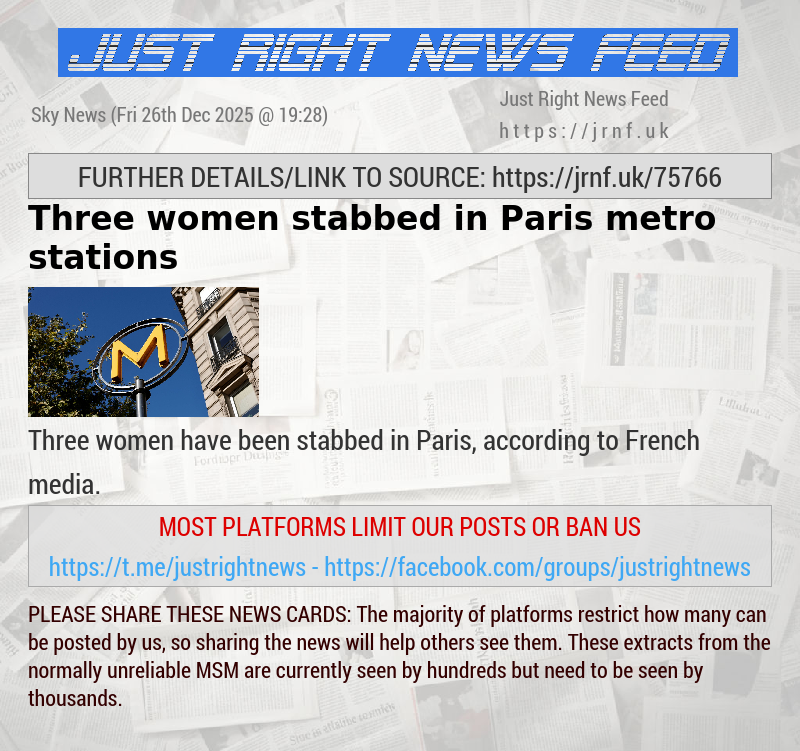 Three women stabbed in Paris metro stations