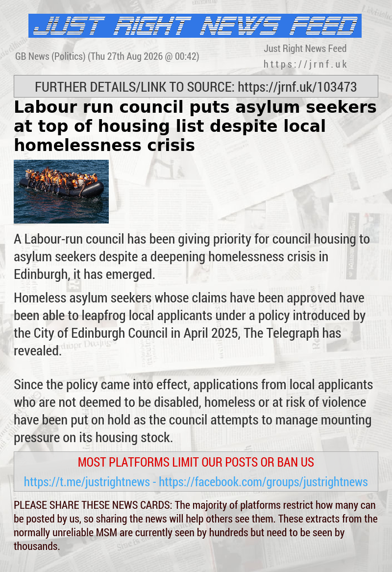 Labour—run council puts asylum seekers at top of housing list despite local homelessness crisis