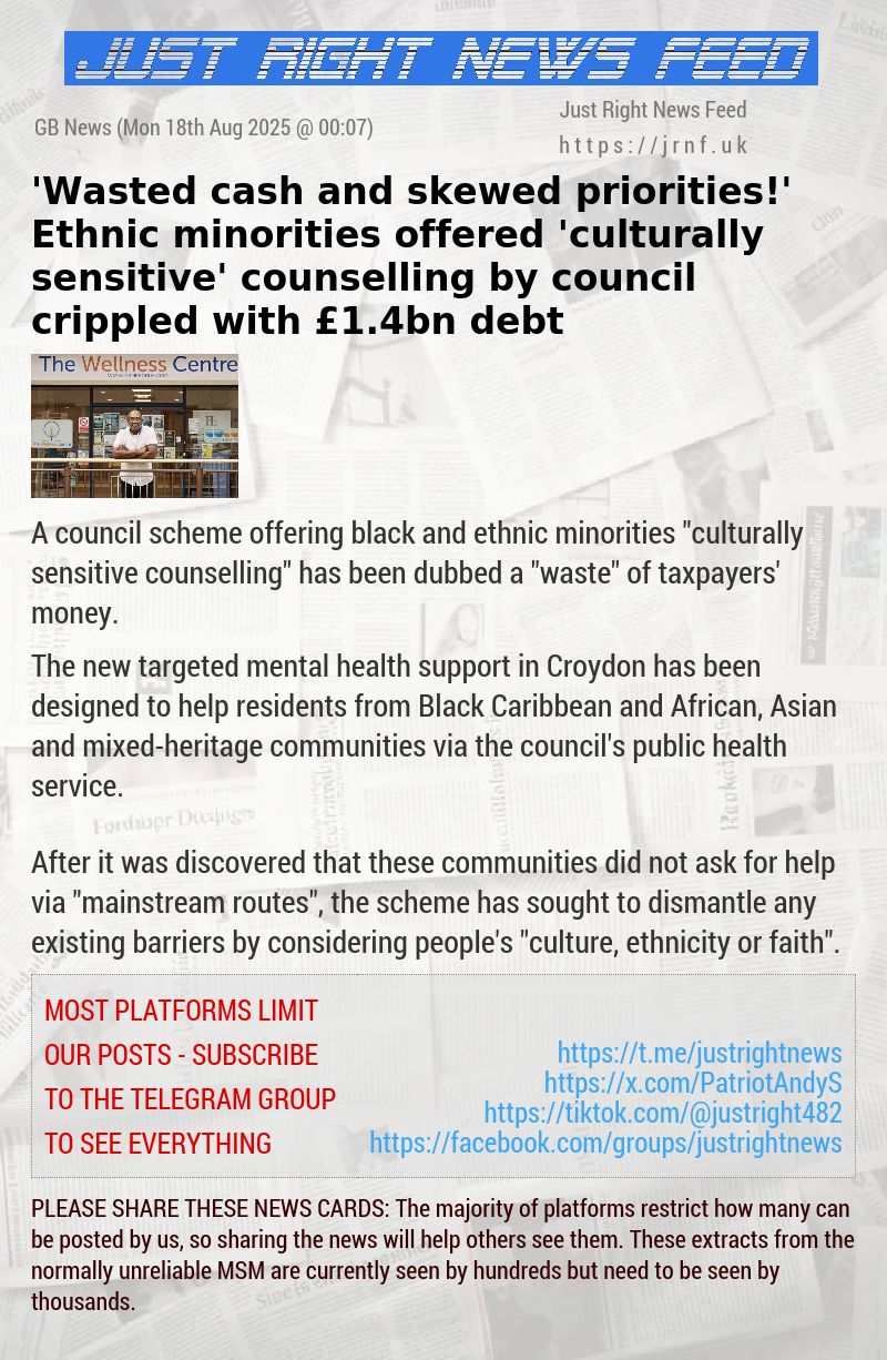 ’Wasted cash and skewed priorities!’ Ethnic minorities offered ’culturally sensitive’ counselling by council crippled with &pound;1.4bn debt