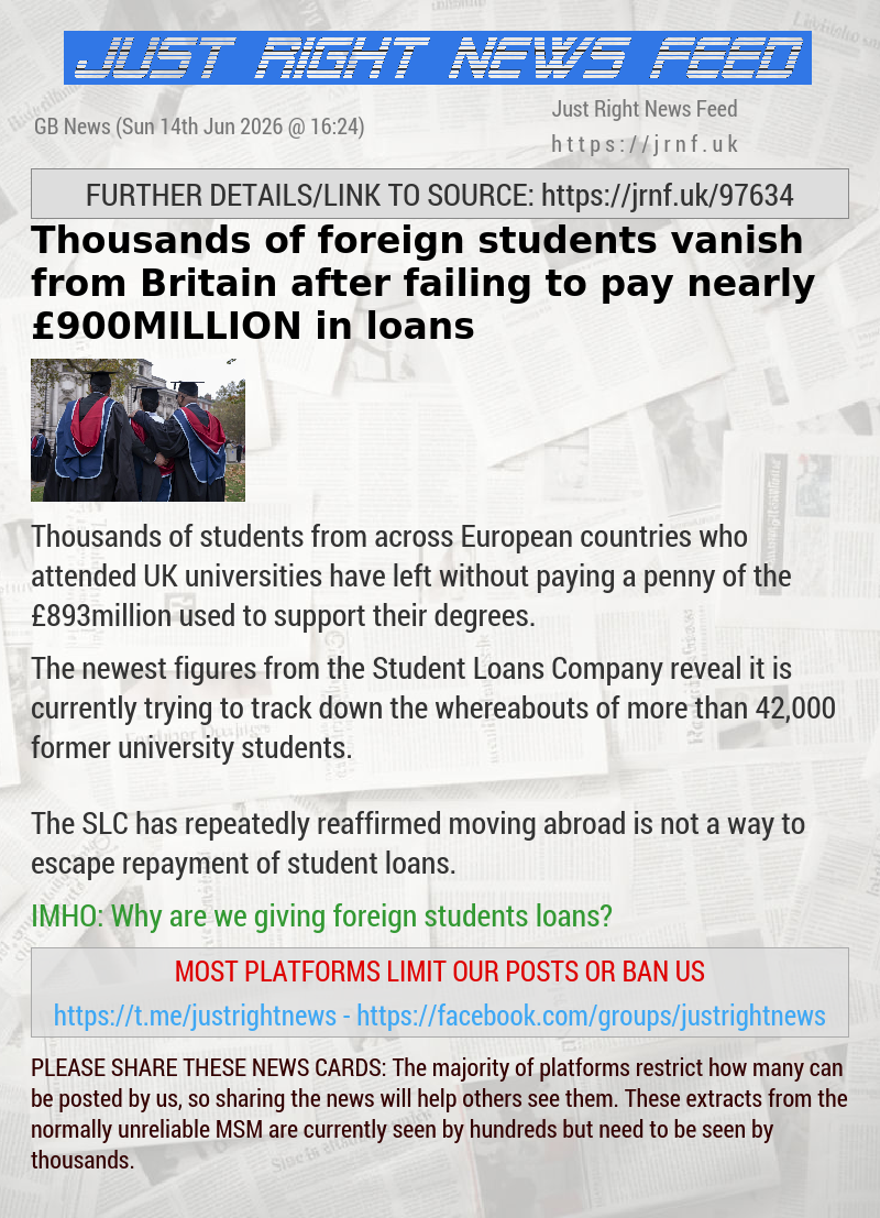 Thousands of foreign students vanish from Britain after failing to pay nearly &pound;900MILLION in loans