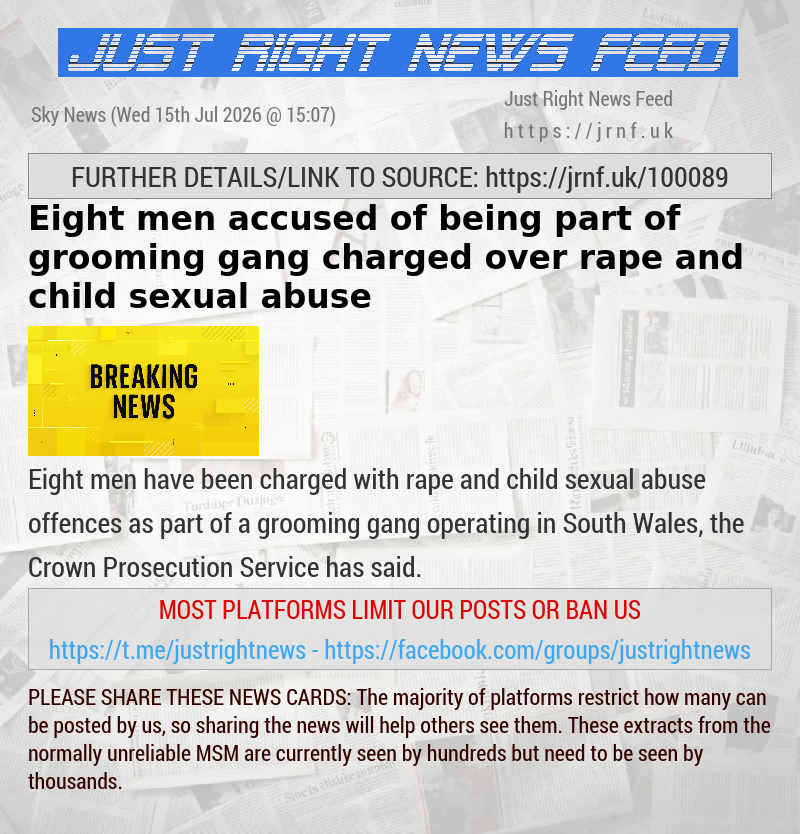 Eight men accused of being part of grooming gang charged over rape and child sexual abuse