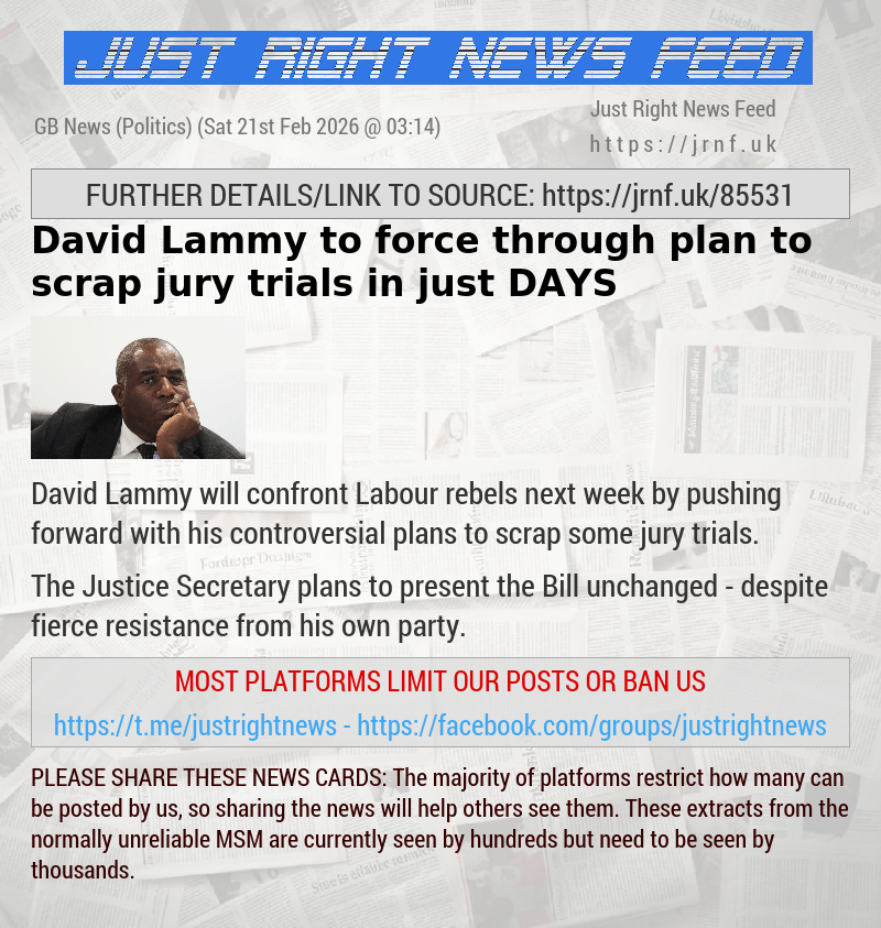 David Lammy to force through plan to scrap jury trials in just DAYS