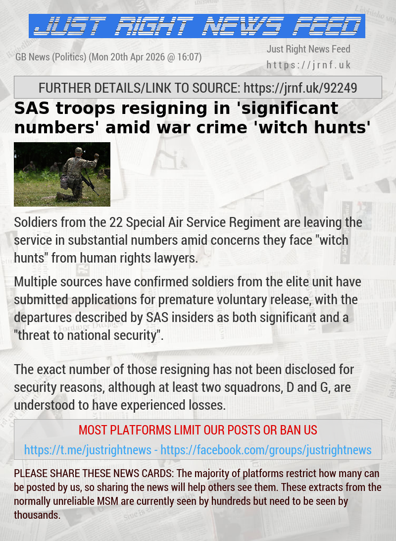 SAS troops resigning in ’significant numbers’ amid war crime ’witch hunts’