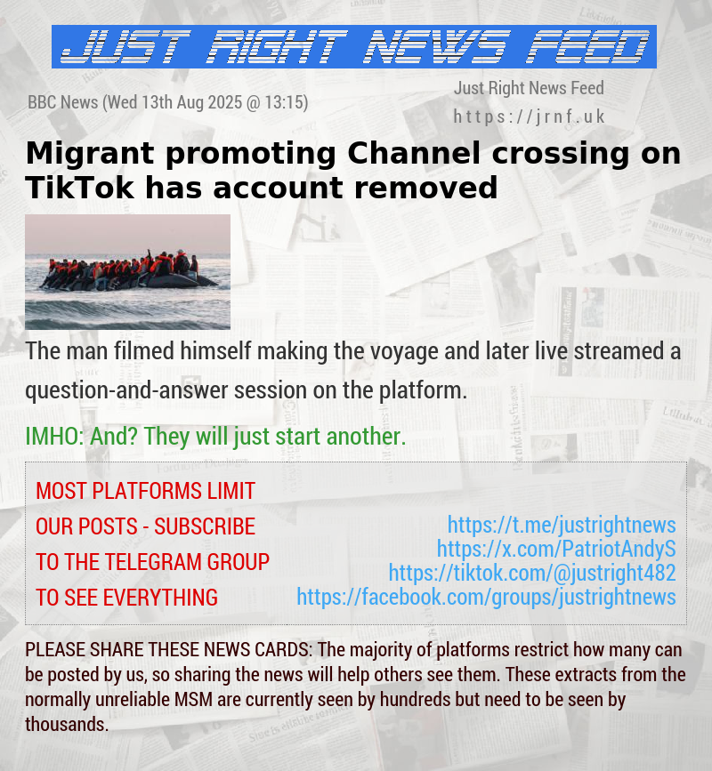 Migrant promoting Channel crossing on TikTok has account removed