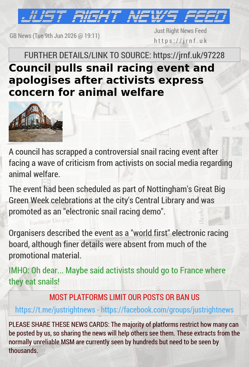 Council pulls snail racing event and apologises after activists express concern for animal welfare