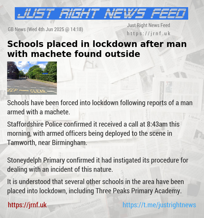 Schools placed in lockdown after man with machete found outside