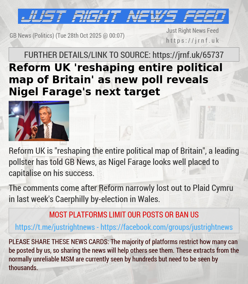Reform UK ’reshaping entire political map of Britain’ as new poll reveals Nigel Farage’s next target