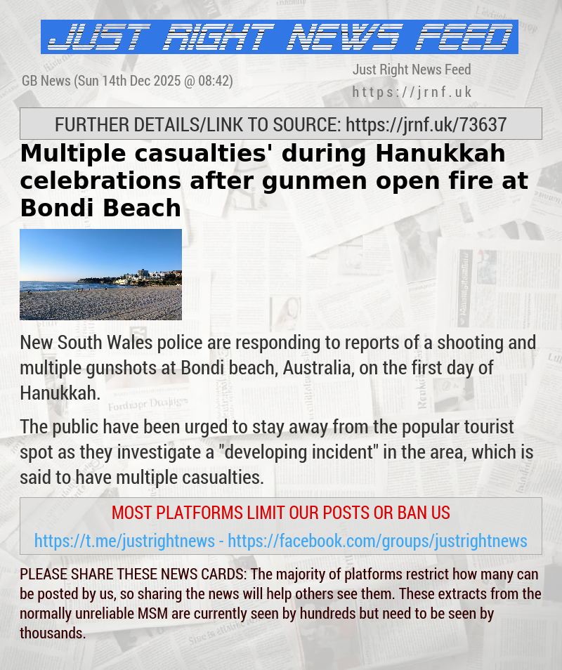 ‘Multiple casualties’ during Hanukkah celebrations after gunmen open fire at Bondi Beach