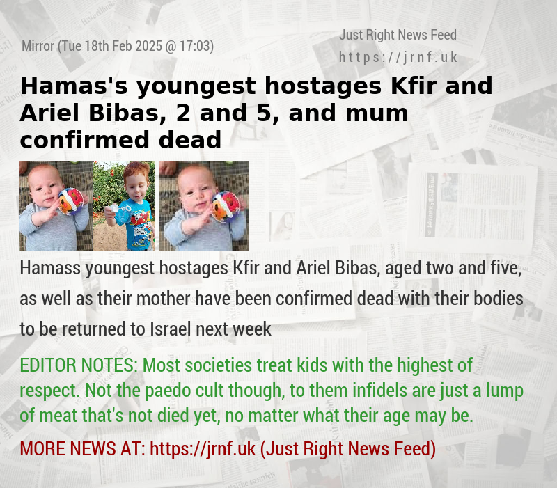 Hamas’s youngest hostages Kfir and Ariel Bibas, 2 and 5, and mum confirmed dead