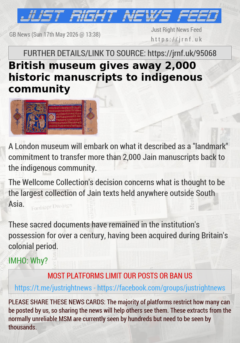 British museum gives away 2,000 historic manuscripts to indigenous community