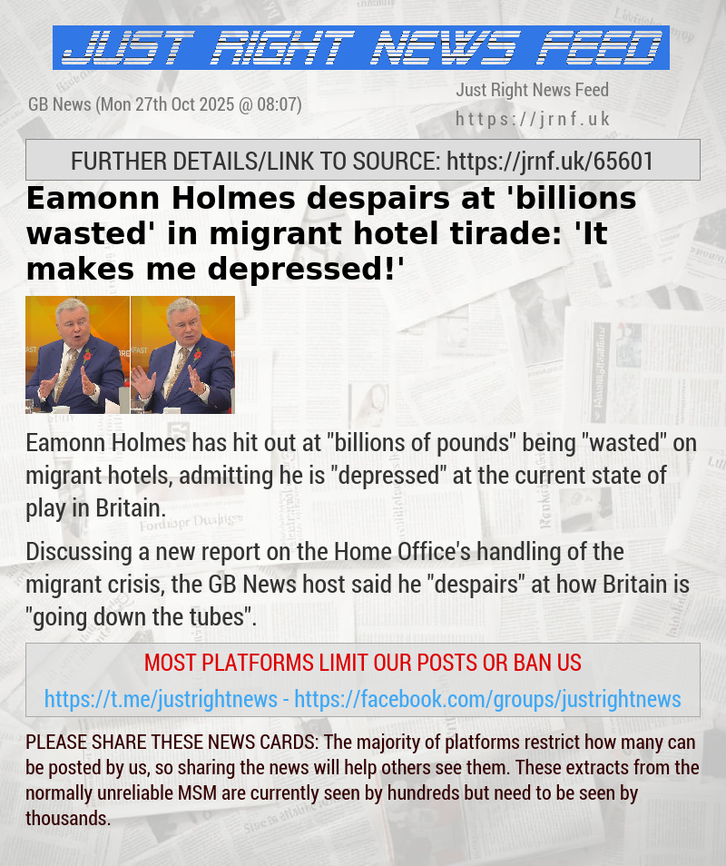 Eamonn Holmes despairs at ’billions wasted’ in migrant hotel tirade: ’It makes me depressed!’