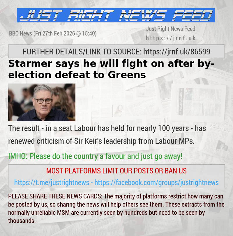 Starmer says he will fight on after by—election defeat to Greens