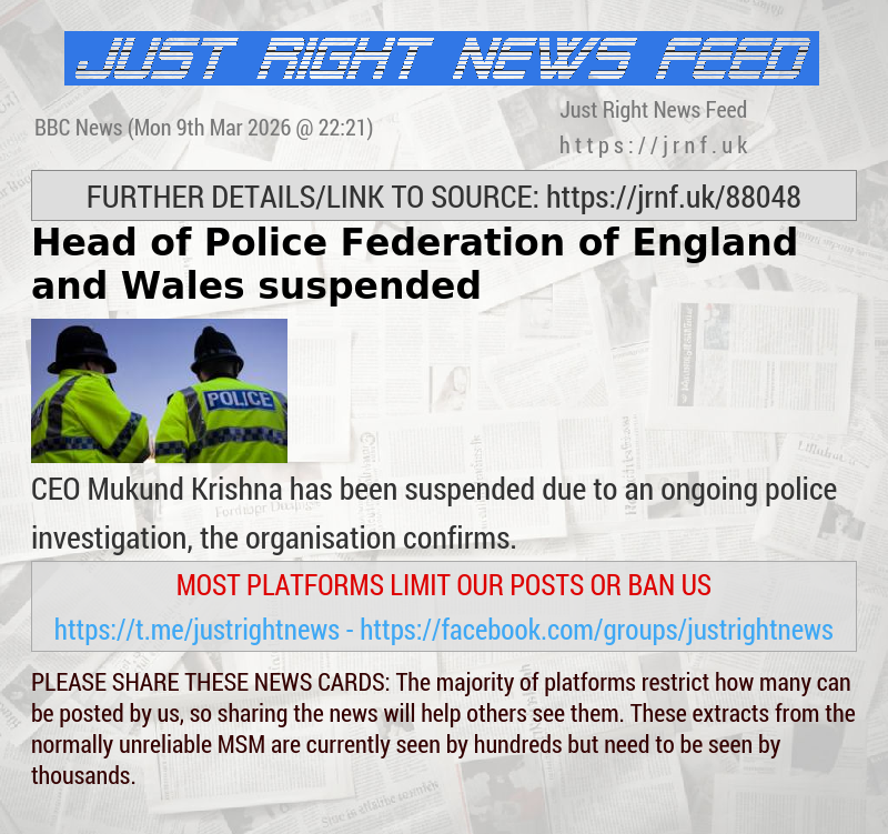 Head of Police Federation of England and Wales suspended