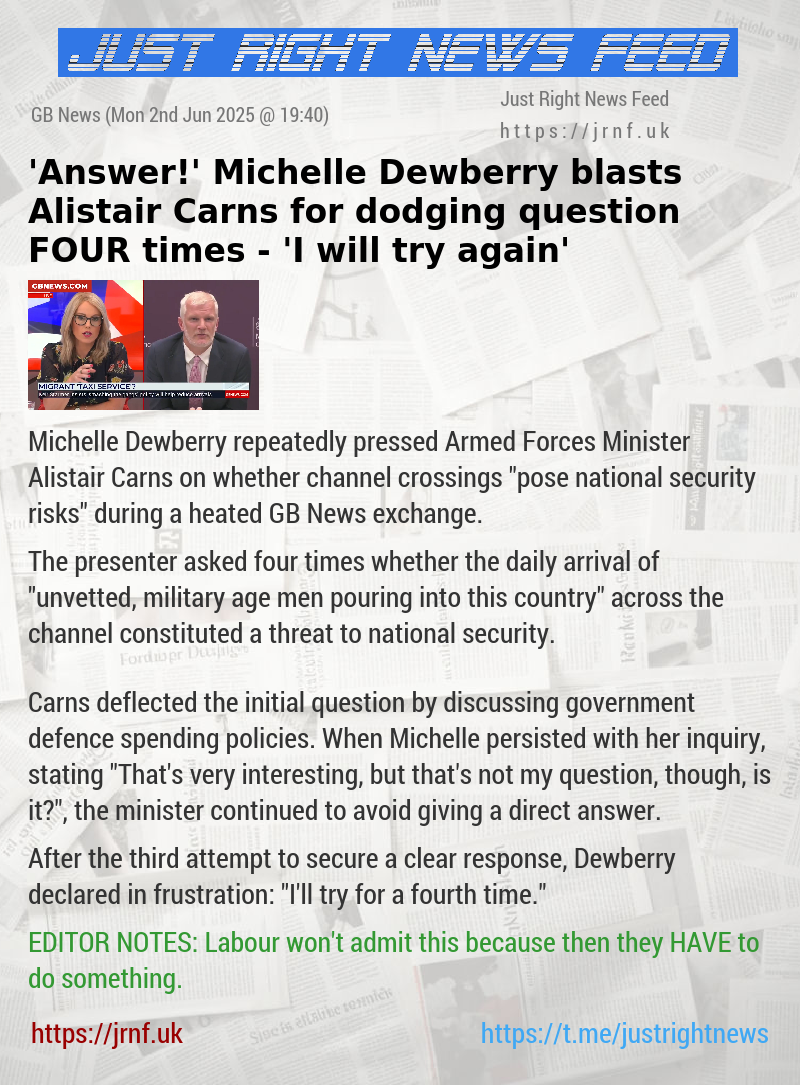 ‘Answer!’ Michelle Dewberry blasts Alistair Carns for dodging question FOUR times — ‘I will try again’