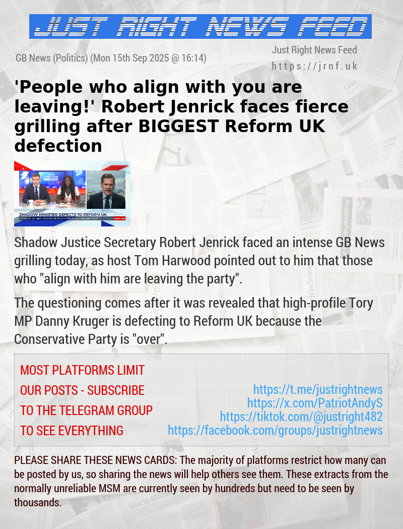 ’People who align with you are leaving!’ Robert Jenrick faces fierce grilling after BIGGEST Reform UK defection