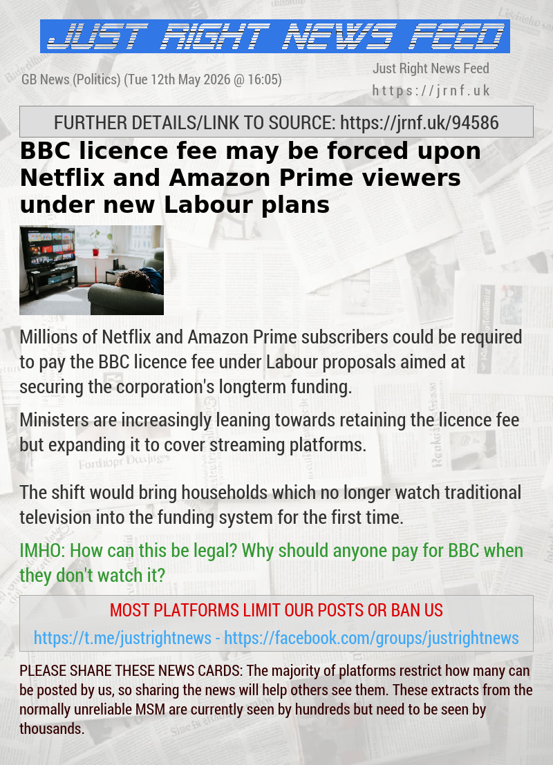 BBC licence fee may be forced upon Netflix and Amazon Prime viewers under new Labour plans