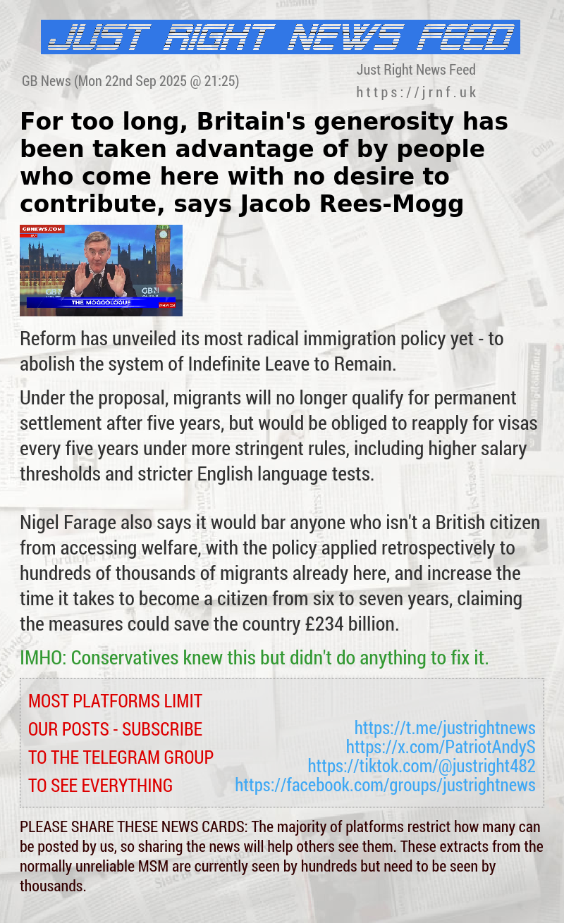 For too long, Britain’s generosity has been taken advantage of by people who come here with no desire to contribute, says Jacob Rees—Mogg