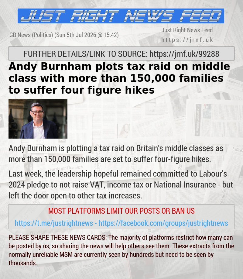 Andy Burnham plots tax raid on middle class with more than 150,000 families to suffer four—figure hikes