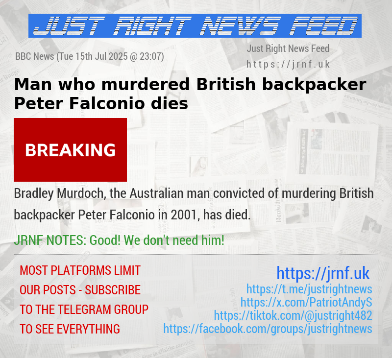 Man who murdered British backpacker Peter Falconio dies