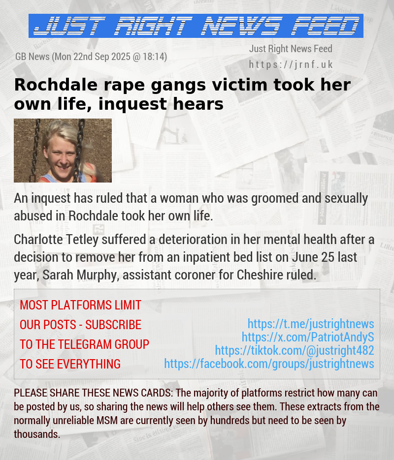 Rochdale rape gangs victim took her own life, inquest hears