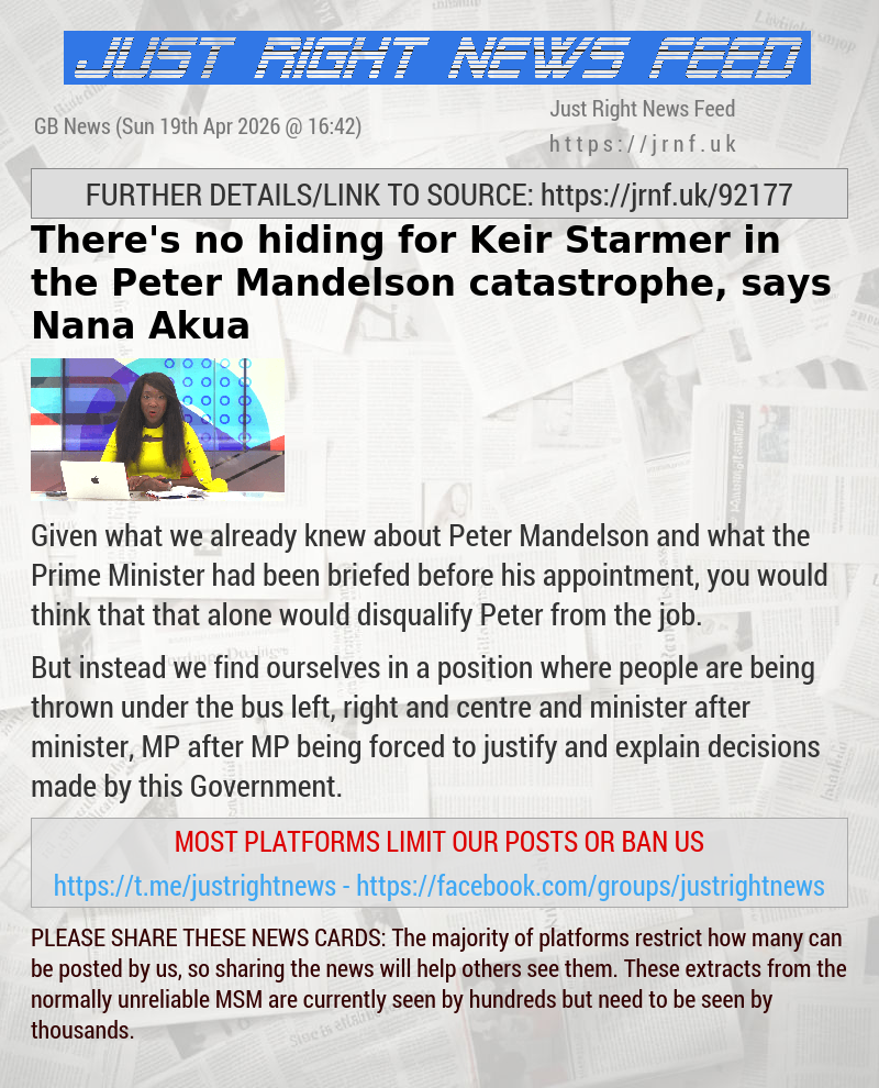 There’s no hiding for Keir Starmer in the Peter Mandelson catastrophe, says Nana Akua