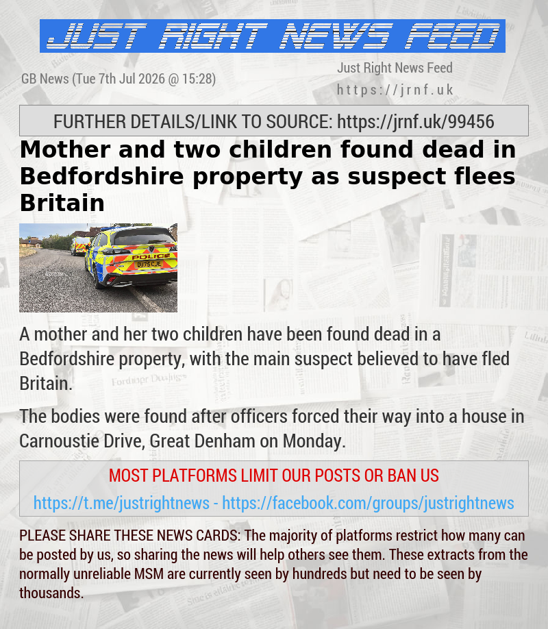 Mother and two children found dead in Bedfordshire property as suspect flees Britain