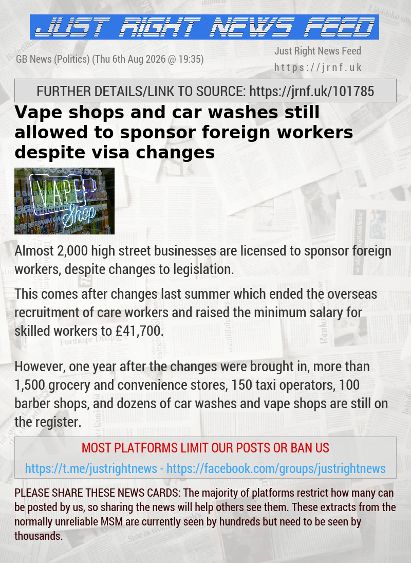 Vape shops and car washes still allowed to sponsor foreign workers despite visa changes