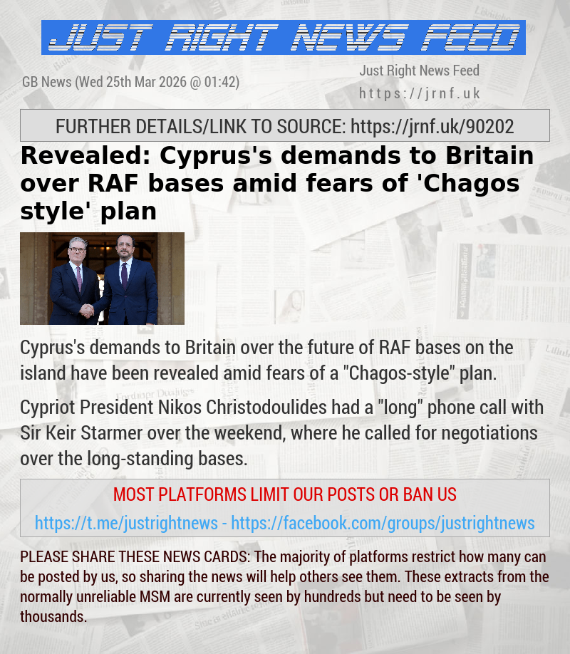 Revealed: Cyprus’s demands to Britain over RAF bases amid fears of ’Chagos—style’ plan