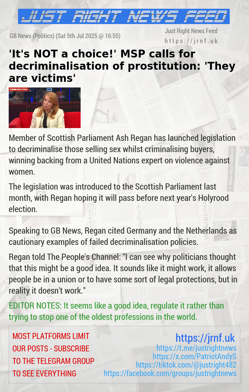 ’It’s NOT a choice!’ MSP calls for decriminalisation of prostitution: ’They are victims’