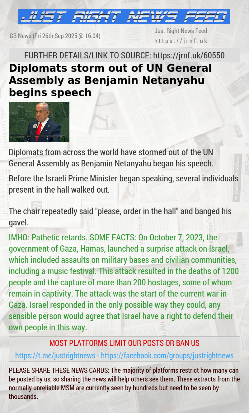 Diplomats storm out of UN General Assembly as Benjamin Netanyahu begins speech