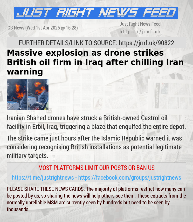 Massive explosion as drone strikes British oil firm in Iraq after chilling Iran warning