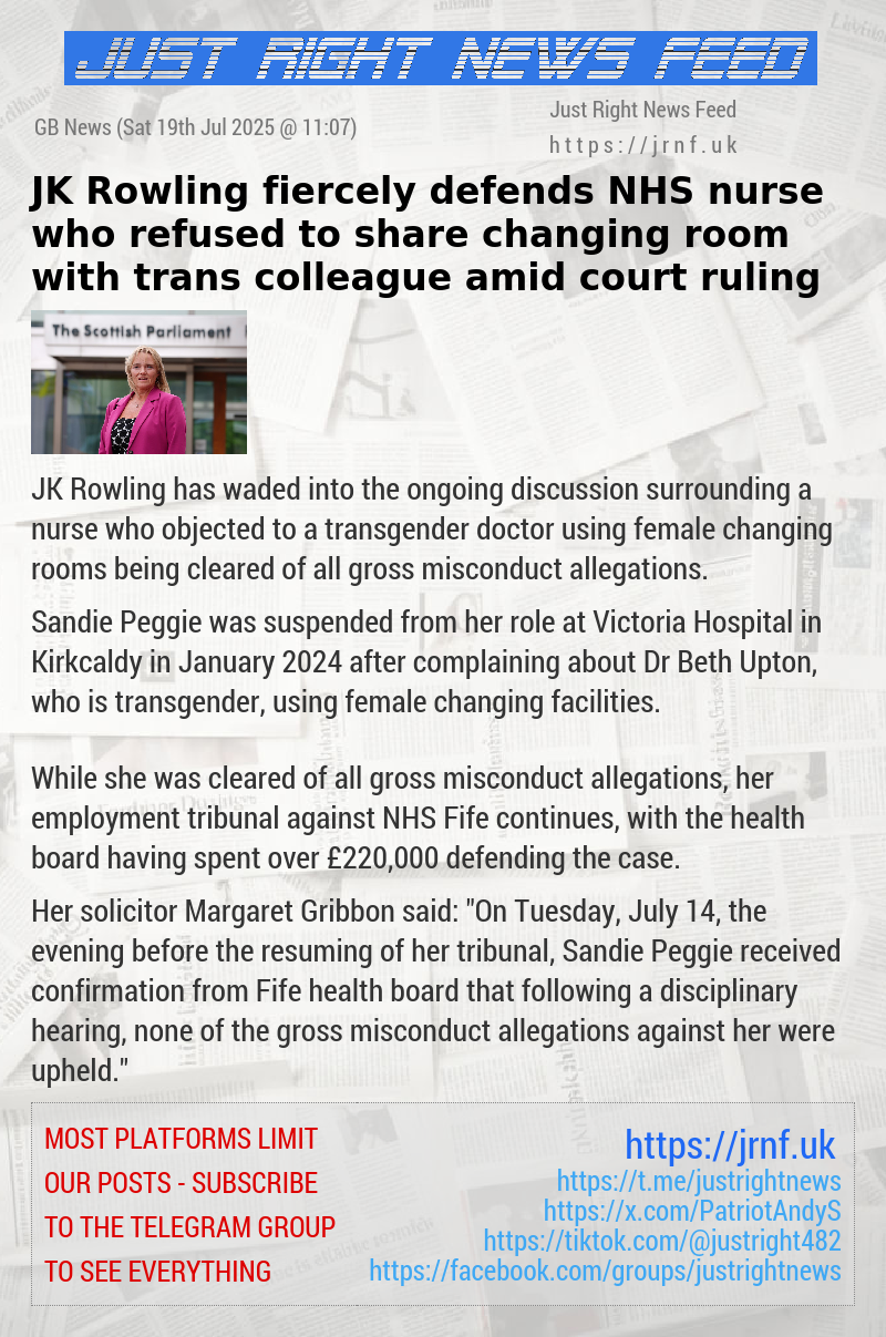 JK Rowling fiercely defends NHS nurse who refused to share changing room with trans colleague amid court ruling