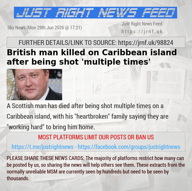 British man killed on Caribbean island after being shot ’multiple times’