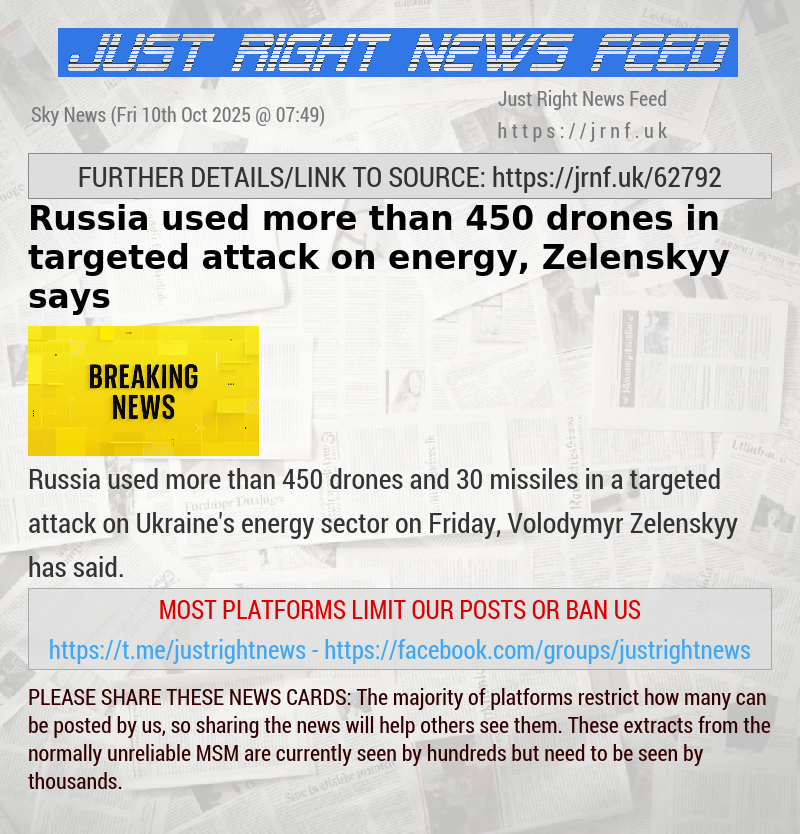 Russia used more than 450 drones in targeted attack on energy, Zelenskyy says
