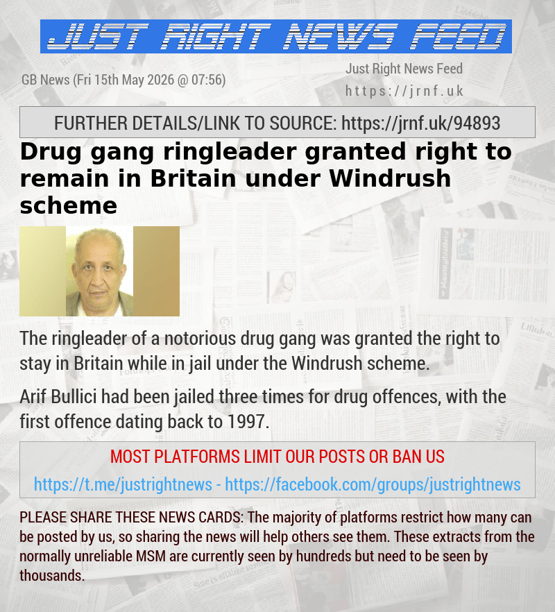 Drug gang ringleader granted right to remain in Britain under Windrush scheme
